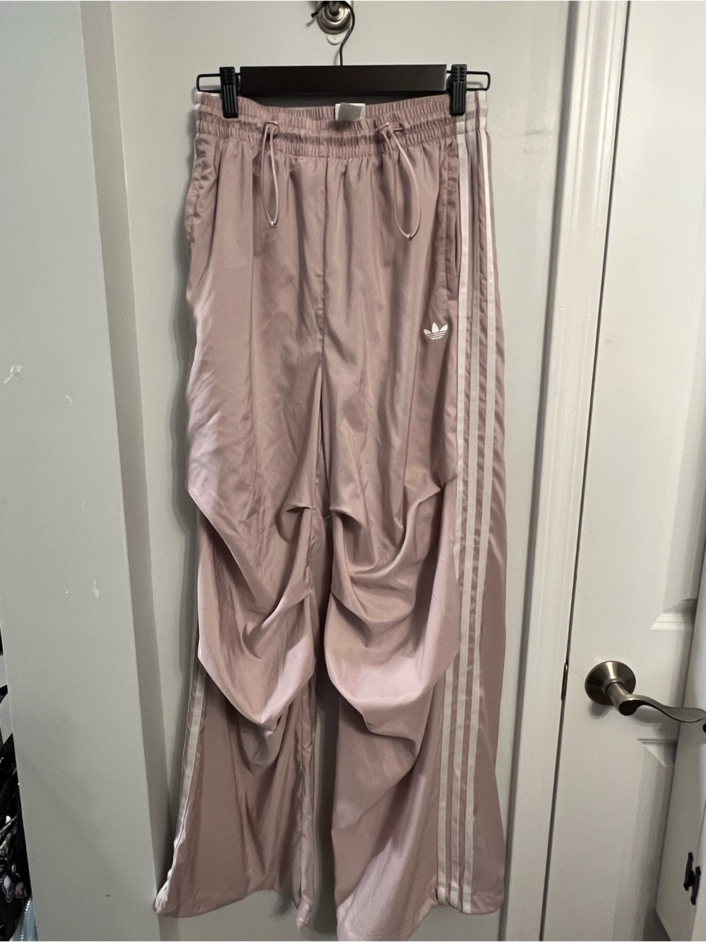 Women’s Adidas Light Lavender Three-Stripe Track Joggers; small